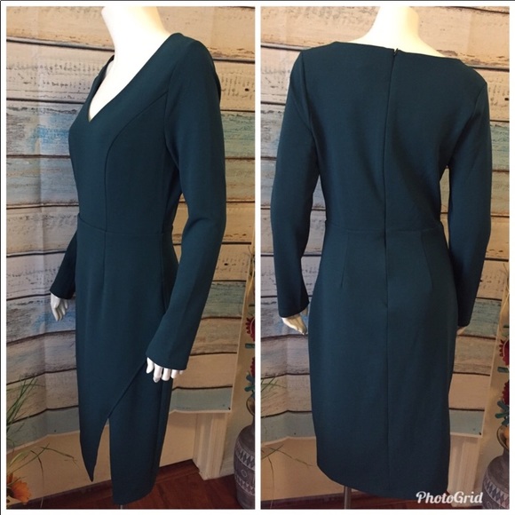 ABS Collection Womens Long Sleeve Dress Green Stretch Size 6 - Picture 5 of 12